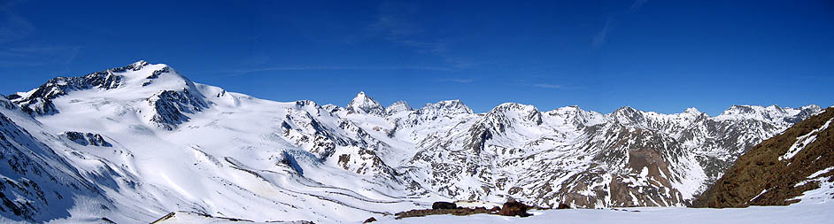 Panorama da Cima Marmotta verso Cima Cevedale e Gran Zebr