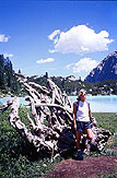 Scultura lignea sulla riva del lago di Sorapss